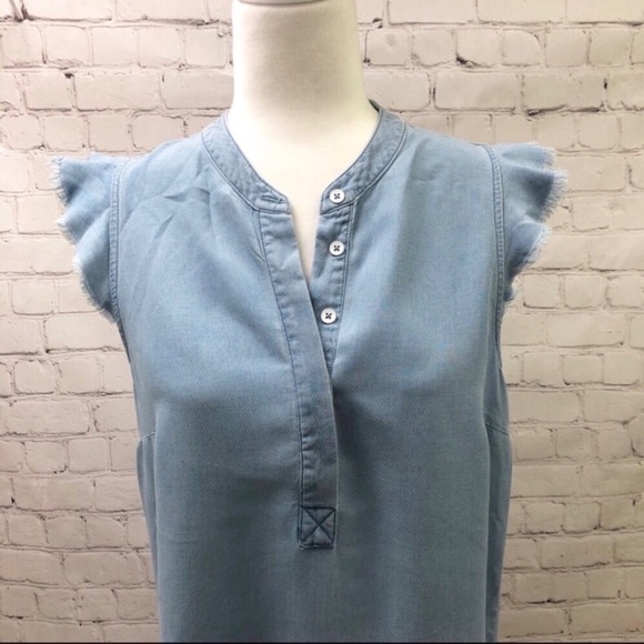 Splendid Cambray Henley Dress Crosshatch Light Blue Size Medium - Picture 3 of 8